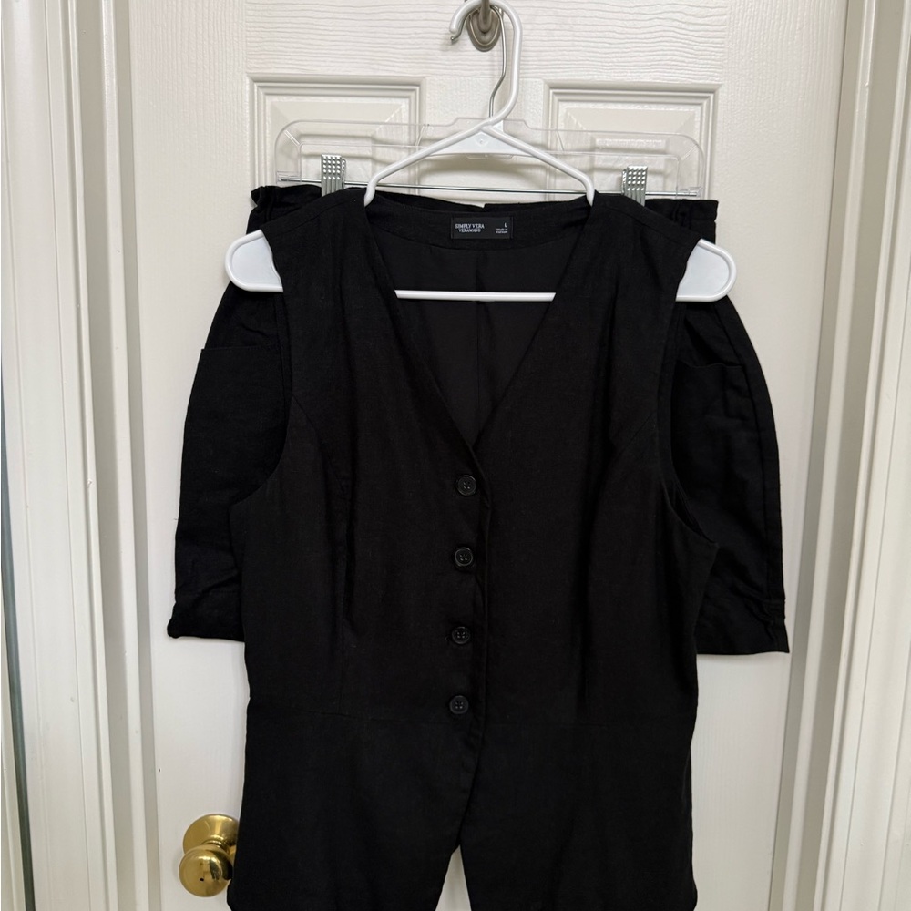 2 Piece Linen Vest and Shorts Set